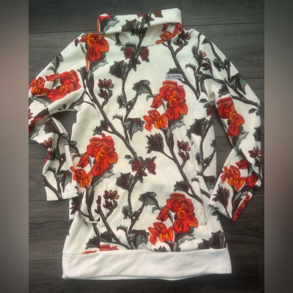Columbia Red and Orange Floral Sweatshirt
